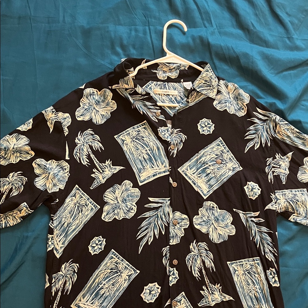 Tropical Floral Black Men's Shirt